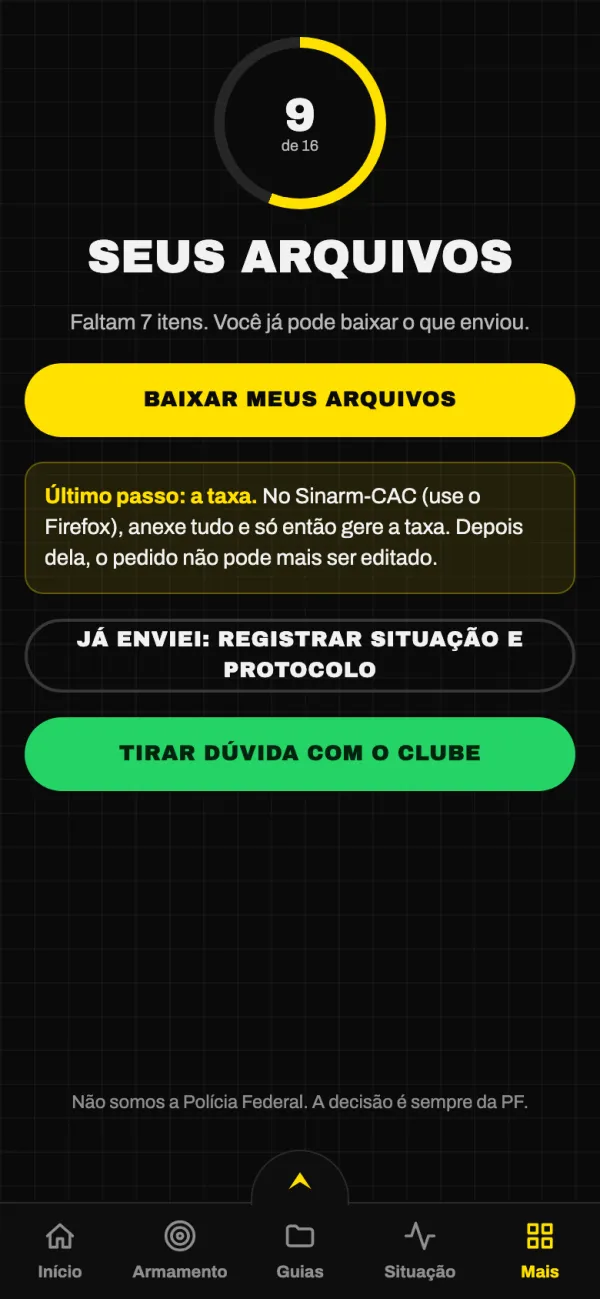 Tela dos arquivos prontos para baixar.